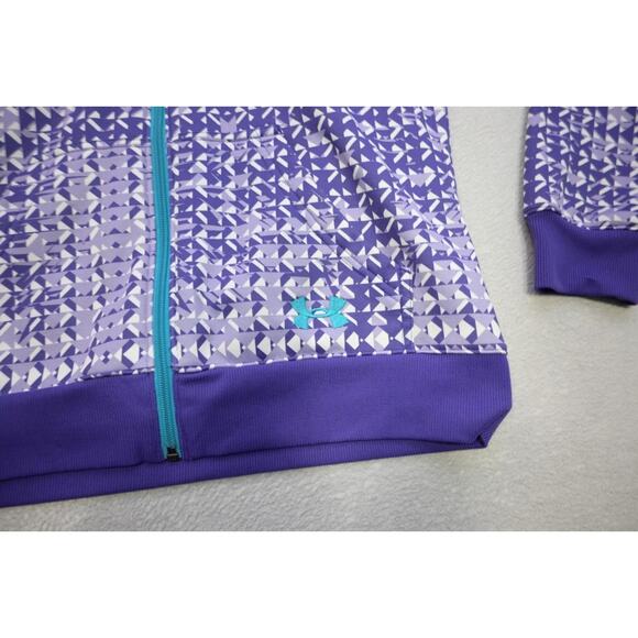 Under Armour Full Zip Fleece Jacket Semi-Fitted Geo Womens Sz Medium - Picture 2 of 7